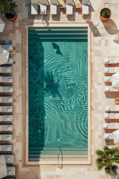 Vista aérea de uma piscina de luxo