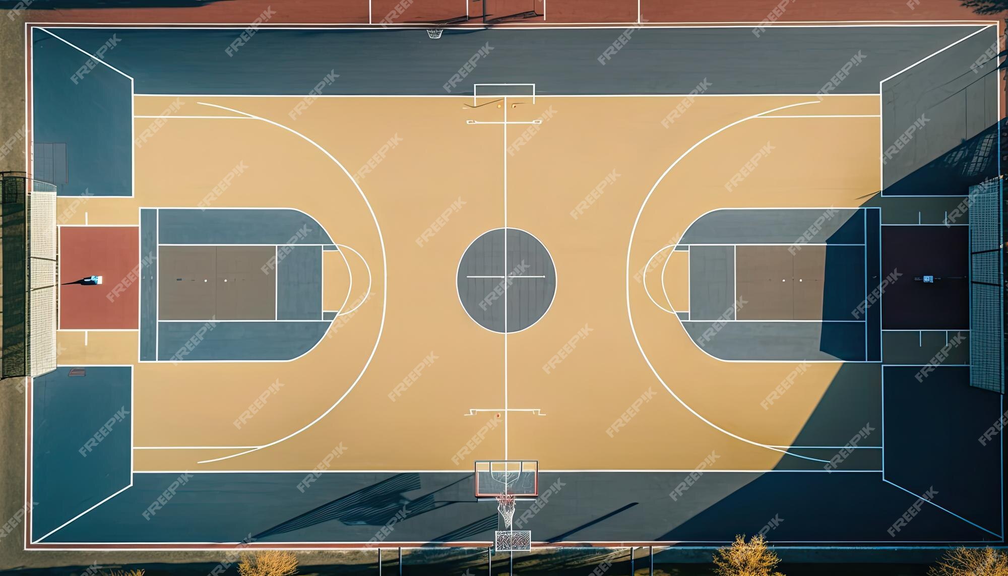 uma linha contínua de desenho de quadra de basquete e bola de basquete na  tela do