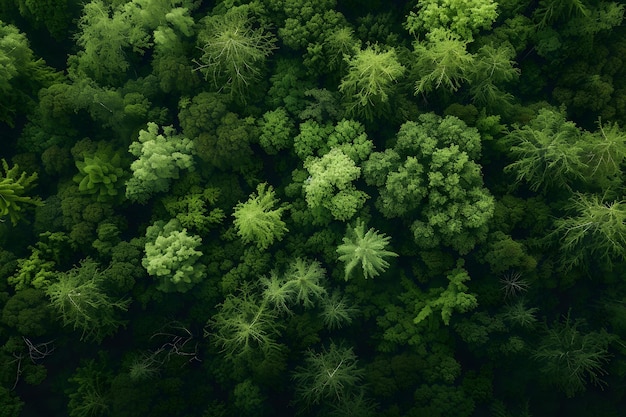 Vista aérea de un denso paisaje forestal