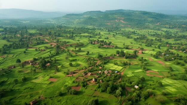 Vista aérea del desarrollo rural