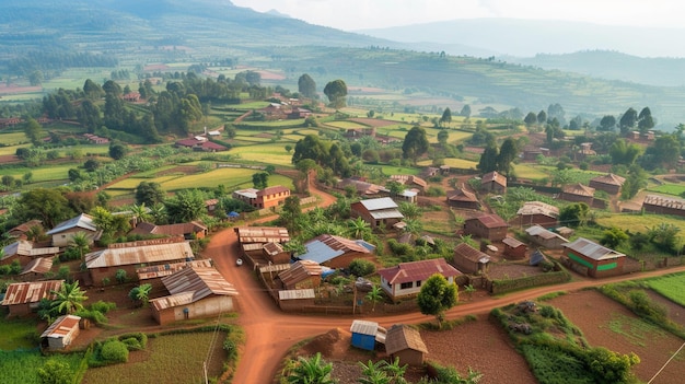 Vista aérea del desarrollo rural