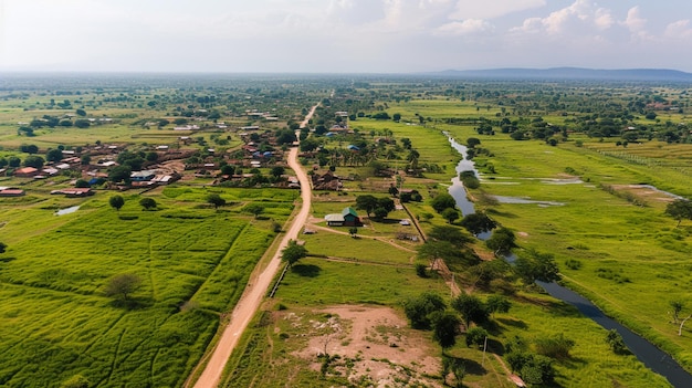 Vista aérea del desarrollo rural