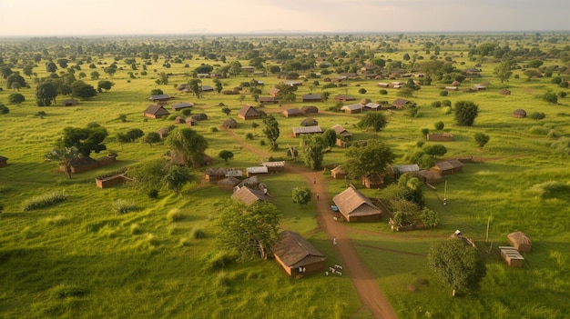 Vista aérea del desarrollo rural