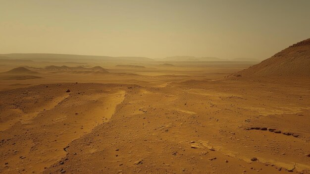 Vista aérea del desierto con la montaña en el fondo