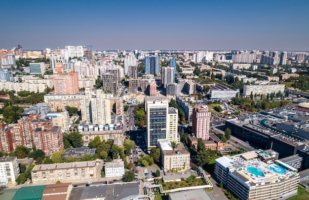 Vista aérea del distrito de Pechersk en Kiev, la capital de Ucrania antes de la guerra con Rusia