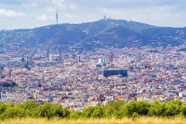 Vista aérea do centro da cidade de barcelona como visto do monte montjuic espanha catalunha