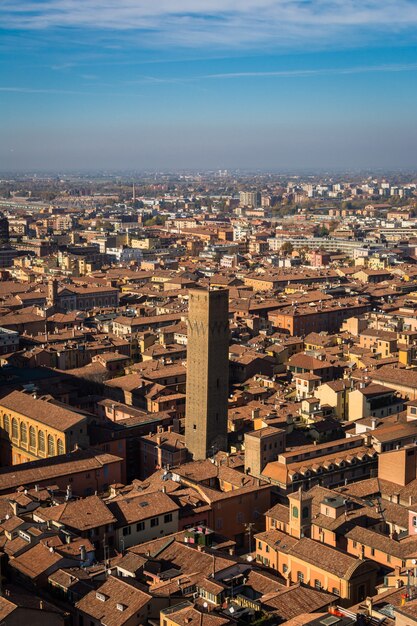 Vista aérea do centro da cidade em Bolonha, Itália