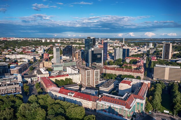 Vista aérea do centro de negócios de Tallinn