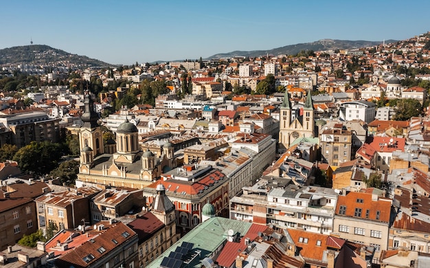 Foto vista aérea do centro de sarajevo