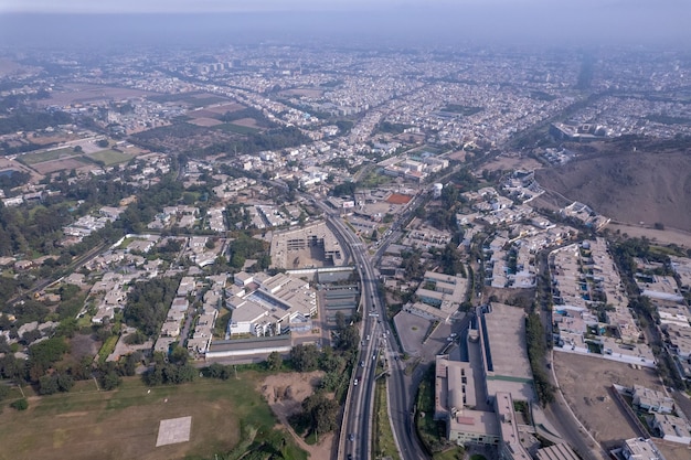 Vista aérea do distrito de la molina em lima