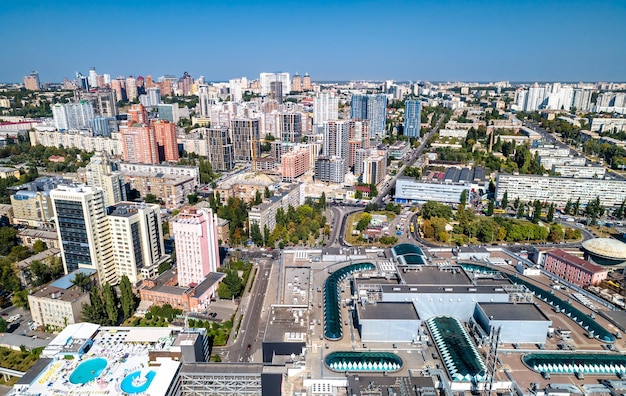 Vista aérea do distrito de Pechersk em Kiev, capital da Ucrânia antes da guerra com a Rússia