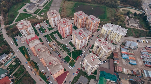 Vista aérea do drone do novo microdistrito da cidade