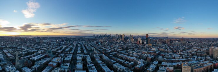 Foto vista aérea do horizonte de manhattan e brooklyn de prospect heights brooklyn