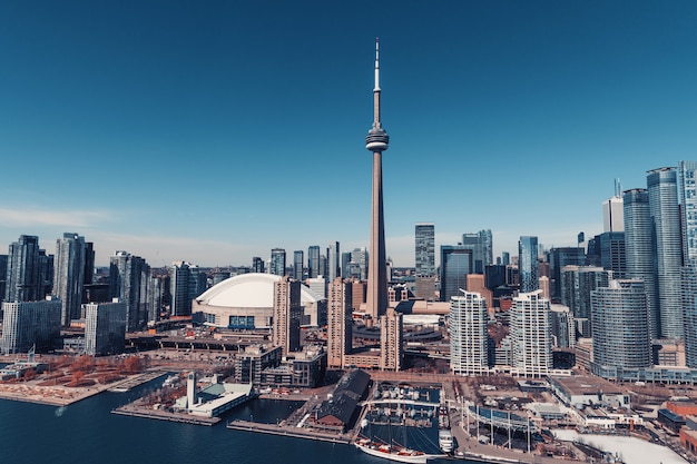 Foto vista aérea do horizonte de toronto, canadá