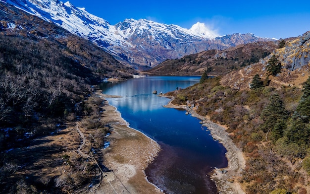 vista aérea do Lago Kaltal em Gorkha Nepal