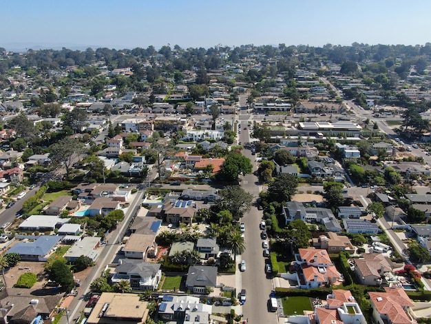 Vista aérea do litoral de Del Mar, Condado de San Diego, Califórnia, EUA.