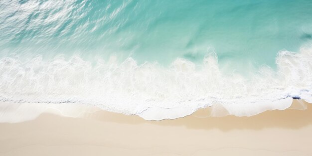 Vista aérea do mar das ondas do oceano em um dia ensolarado conceito de areia de praia Top view drone IA generativa