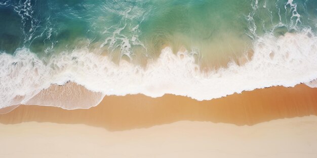 Vista aérea do mar das ondas do oceano em um dia ensolarado conceito de areia de praia Top view drone IA generativa