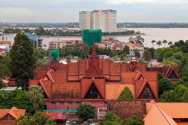 Vista aérea do Museu Nacional do Camboja em Phnom Penh