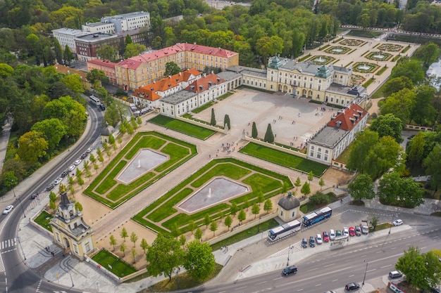 Vista aérea do Palácio Branicki em Bialystok, Polônia