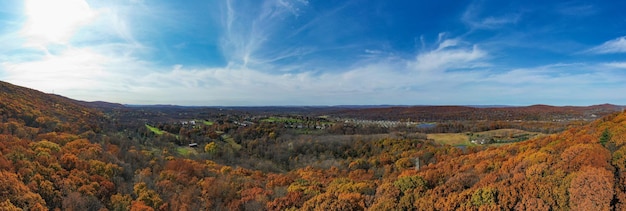 Foto vista aérea do pico de folhagem em nova jersey durante o outono