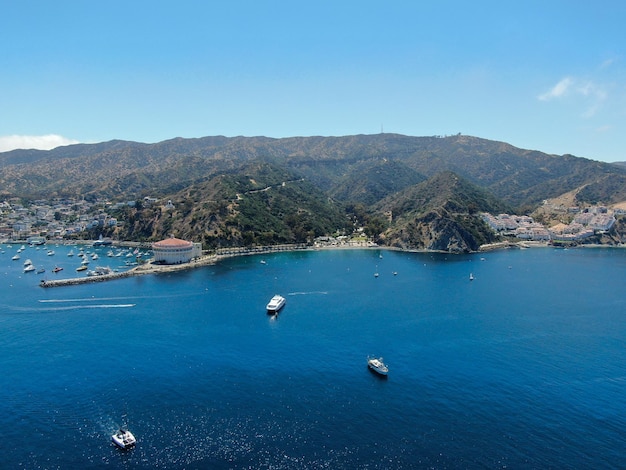 Vista aérea do porto de Avalon em Santa Catalina Island South California EUA