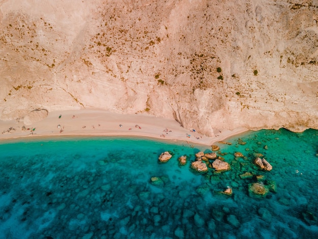 Foto vista aérea do porto katsiki beach lefkada ilha grécia férias de verão