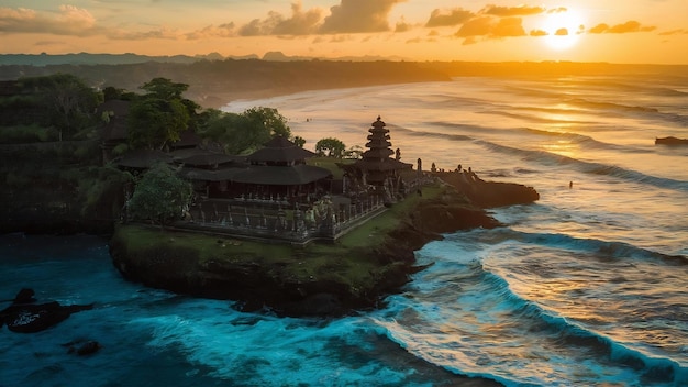 Foto vista aérea do templo de besakih em bali, indonésia