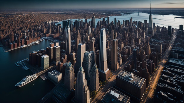 Vista aérea dos arranha-céus da cidade de Nova York, EUA