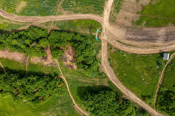 Foto vista aérea dos teleféricos dos teleféricos no verão