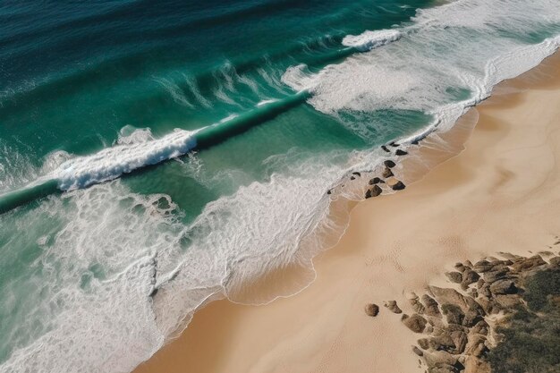 Vista aérea de drones en la orilla del mar creada con IA generativa