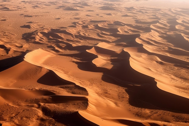 Vista aérea de dunas de arena en el desierto Generado por IA