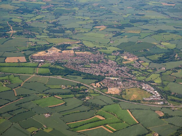 Vista aérea de Dunmow, Reino Unido