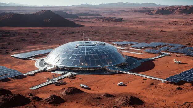 Vista aérea de un edificio con paneles solares