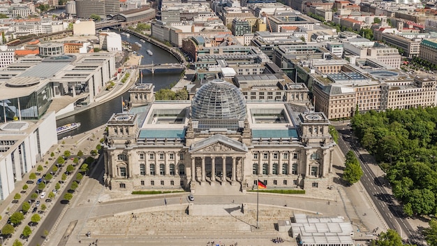 Vista aérea del edificio del Reichstag en Berlín.