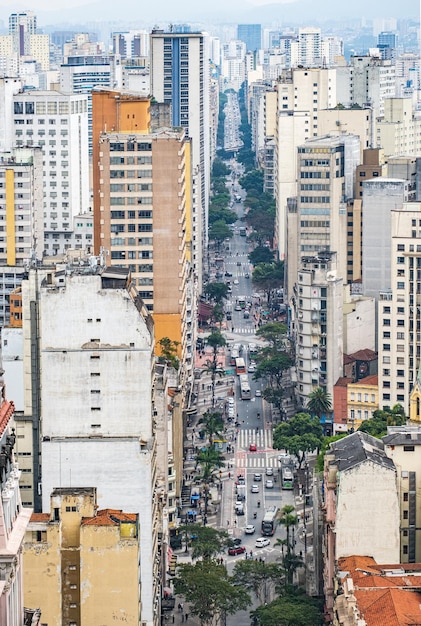 Foto vista aérea de los edificios en el centro de la ciudad de sao paulo, brasil