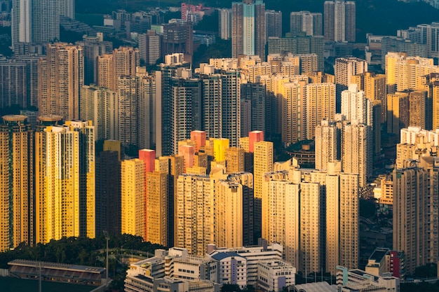 Foto vista aérea de los edificios de la ciudad