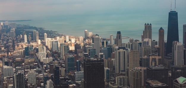 Foto vista aérea de los edificios de la ciudad