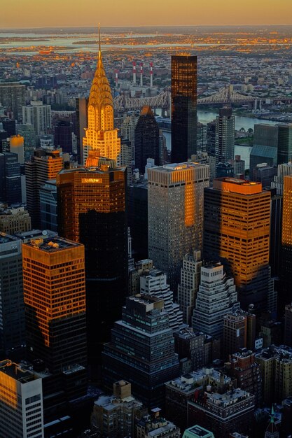 Foto vista aérea de los edificios de la ciudad