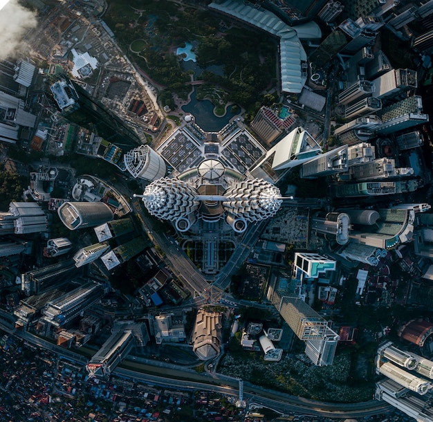 Foto vista aérea de los edificios de la ciudad