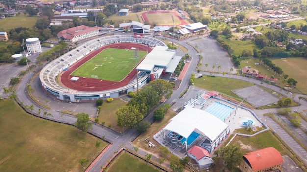 Vista aérea del estadio de fútbol