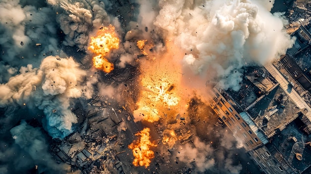 Vista aérea de una explosión urbana