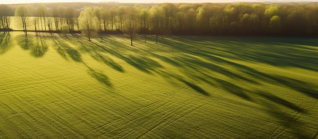 Foto vista aérea de una fila de árboles en un campo verde