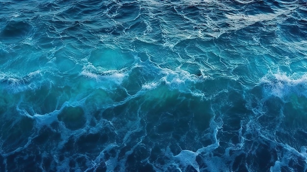 Vista aérea del fondo de textura de la superficie del agua de mar azul Vista superior IA generativa