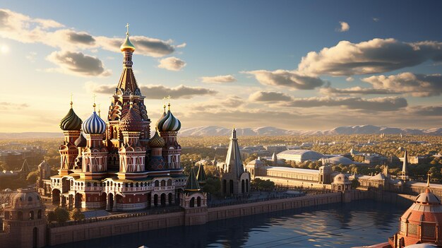 Vista aérea fotorrealista en 3D del Kremlin