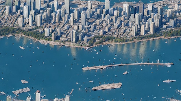 Vista aérea de la furgoneta Cover en el centro de la ciudad de Columbia Británica, Canadá