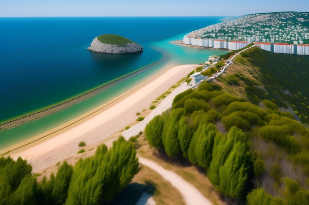 Vista aérea de Golitsyn Path Novy Svet en Crimea