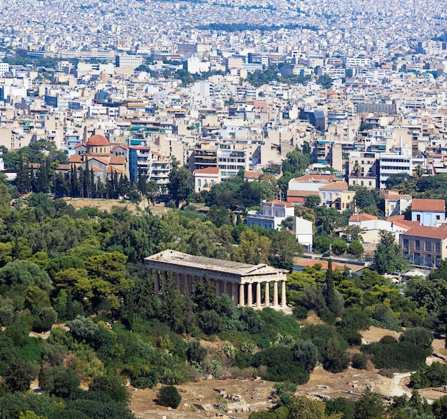 Vista aérea del Ágora, Templo de Hefesto