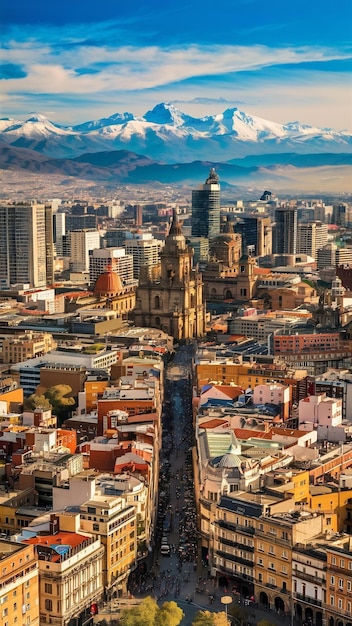 Vista aérea de la hermosa ciudad de Santiago en Chile