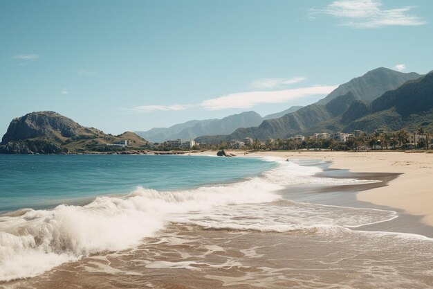 Vista aérea de la hermosa costa con playas de arena